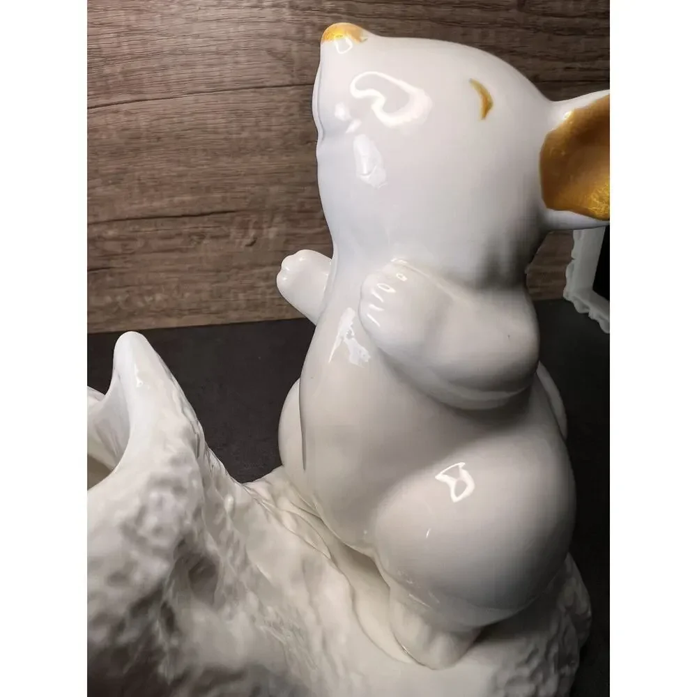 VTG White Mouse Tree Trunk Vase Succulent Planter Ceramic 99 INTL